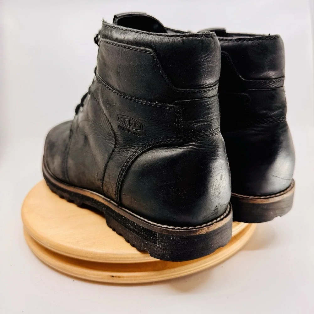 KEEN The Rocker Boots Mens 13 Black Leather Waterproof Lace Up Utility Casual